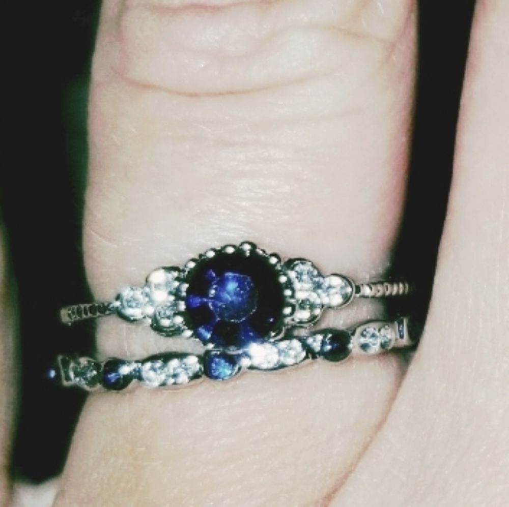 Sapphire and Swarovski Crystal Ring